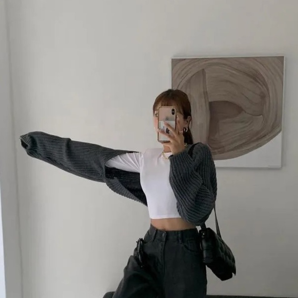 Gray bolero cardigan